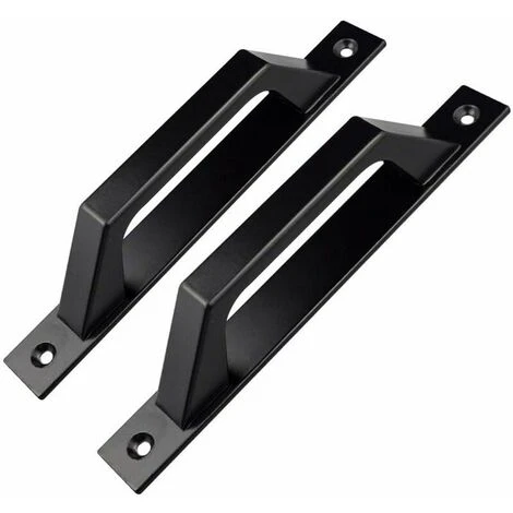Lot De 2 Poignées De Porte En Forme De D Pour Porte De Jardin En Bois Noir 200 Mm