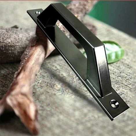 Lot De 2 Poignées De Porte En Forme De D Pour Porte De Jardin En Bois Noir 200 Mm – Image 2