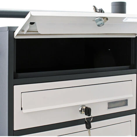 Bloc 12 Boite Aux Lettres Pied De Support Revêtement Poudre Anthracite/Blanc 2 Clés Par Compartiment – Image 2