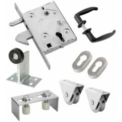 Kit Complet Portail Coulissant Roue Acier à Gorge V En Applique ESTEBRO - Option: Roues Diam. 80mm X 20mm Sans Rail