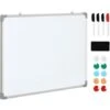 HOMCOM Tableau Blanc Aimante Magnetique Cadre Aluminium 90x60cm