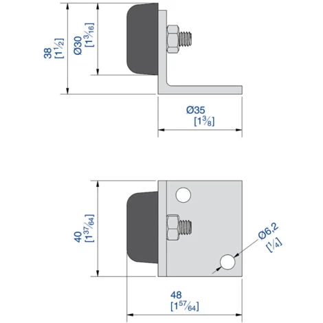Butée En Caoutchouc Sur Platine En Acier Zingué Pour SU2000 - 80 Kg – Image 2