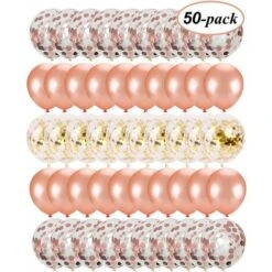 50 PCS Rose Or Ballons Confettis Ballons Fête Ballon Pour Décorations D'anniversaire, Mariage (50pcs-A)