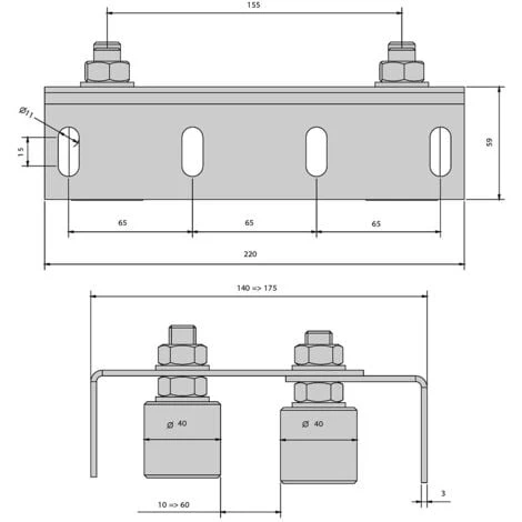 Guide Extensible Double Pour Portail De 10 à 60 Mm, 4 Olives Ø40 Mm – Image 2