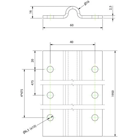 Rail à Visser 1,95 M Pour Galet à Gorge Ronde Ø16 Mm - Portail Coulissant 800 Kg Max – Image 2