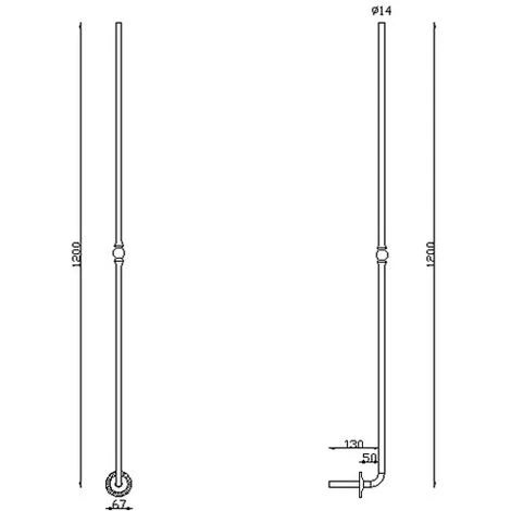 Barreau Rond Diam 14 Avec Rosace H 1200mm – Image 2