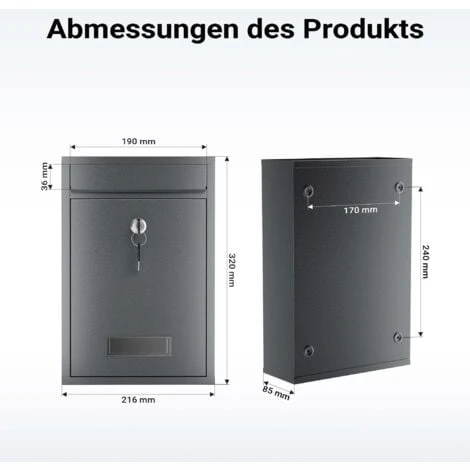 Boite Aux Lettres Murale Courrier Anthracite Revêtement Par Poudre V11 – Image 3