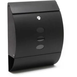 Boite Aux Lettres Design V18 Boite Postale Murale Noire Compartiment Journal Revêtue Par Poudre