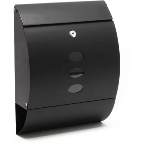 Boite Aux Lettres Design V18 Boite Postale Murale Noire Compartiment Journal RevĂŞtue Par Poudre