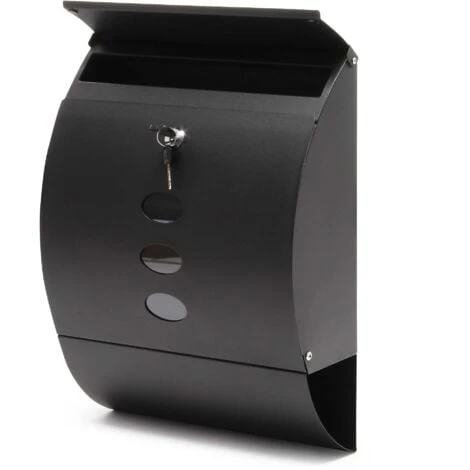 Boite Aux Lettres Design V18 Boite Postale Murale Noire Compartiment Journal Revêtue Par Poudre – Image 2