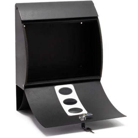 Boite Aux Lettres Design V18 Boite Postale Murale Noire Compartiment Journal Revêtue Par Poudre – Image 3