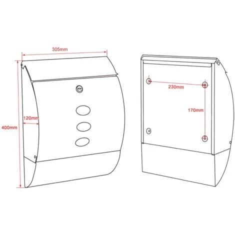 Boite Aux Lettres Design V18 Boite Postale Murale Noire Compartiment Journal Revêtue Par Poudre – Image 5