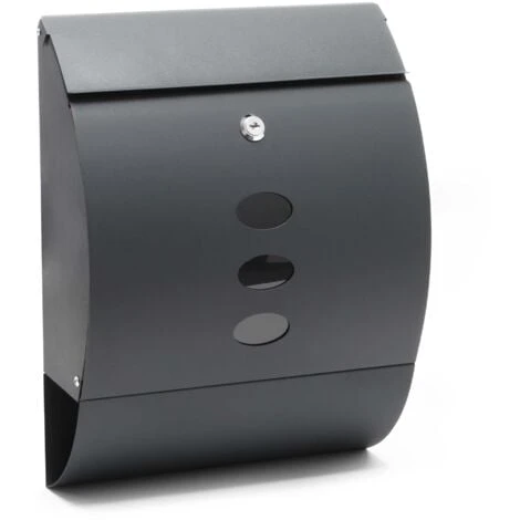 Boite Aux Lettres Design V18 Boite Postale Murale Anthracite Compartiment Journal RevĂŞtue Par Poudre