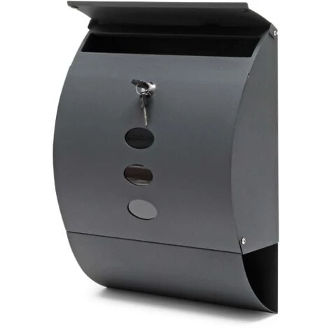 Boite Aux Lettres Design V18 Boite Postale Murale Anthracite Compartiment Journal Revêtue Par Poudre – Image 2