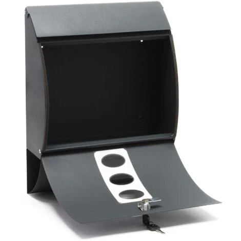 Boite Aux Lettres Design V18 Boite Postale Murale Anthracite Compartiment Journal Revêtue Par Poudre – Image 3