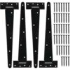 4 Pièces Charnières En T 12 Pouces Porte Charnières, Charnière En T Robuste Charnières De Porte De Grange Avec Vis, Pour Portails D'usine, Portails D'entrepôt, Portails De Jardin, Verni Noir