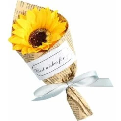 1 PC Savon Fleurs, Bouquet Bombe Savon Fabriqué à La Main Savons Artificiels Eternal Sunflower Pour La Fête Des Mères Mariage Et Décoration De La Maison (Journal Enveloppé)