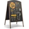 GIANTEX Panneau Publicitaire, Panneau De Trottoir Avec Chevalet & Cadre En Bois Pliable Pour Ecrire Avec Craies,Chevalet Bois Ardoise Pour Bar CafE Restaurant (45 X 60 X 80 Cm)