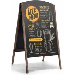 GIANTEX Panneau Publicitaire, Panneau De Trottoir Avec Chevalet & Cadre En Bois Pliable Pour Ecrire Avec Craies,Chevalet Bois Ardoise Pour Bar CafE Restaurant (45 X 60 X 80 Cm)