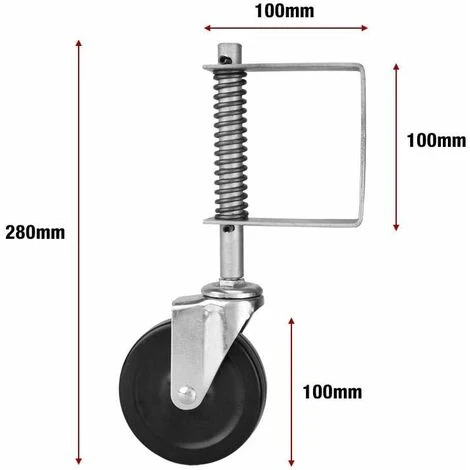 Roulette De Portail En Caoutchouc 10,2 Cm Avec Ressort Et Pivotante, Très Résistante, Capacité De Charge De 99,8 Kg LO-Ron – Image 2