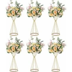 LITZEE 6 Pièces Fleurs Trompette En Métal 50cm Hauteur Vase Pièce Maîtresse De Mariage Vase Décoration De Table Pour Mariage Anniversaire Cérémonie Fête Anniversaire Événement Allée Décoration De La M