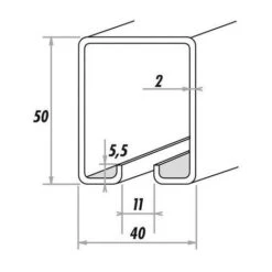 RAIL GALVANISE 50X40 150KG 4M MANTION 5040/400