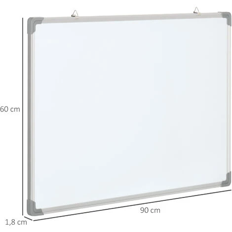 HOMCOM Tableau Blanc Aimanté Magnétique Dim. 90L X 60H Cm Nombreux Accessoires Inclus Cadre Aluminium – Image 3