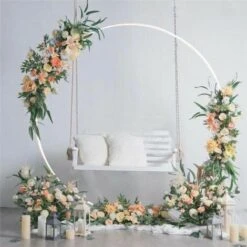 Arche Ronde Mariage Champetre 2,2M X 2M Fond De Réception Arc Décor - Blanc