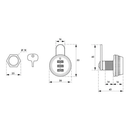 THIRARD - Batteuse Pour Boîte Aux Lettres à Combinaison, 3 Chiffres, Came Plate, Chromé – Image 2