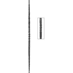 Barreau Martelé Carré De 16mm Et Hauteur 1000mm En Fer Forgé Avec Un Motif