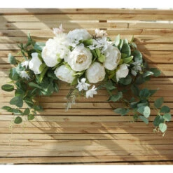 2pcs Fleurs D'Arche De Mariage Fleurs Blanches Pour Arc De Mariage Arrangement De Fleurs D'angle Faux Roses Combo Soie Pivoine Pour Décorations De Mariage Pour Cérémonie De Réception De Mariage (Blanc