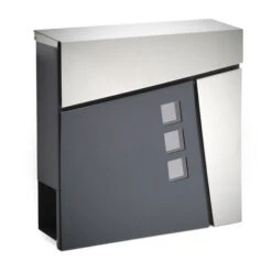 Boite Lettres Moderne Design V24 Anthracite Fixation Murale Revêtue Poudre Porte Journal Inox