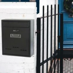 Bote Aux Lettres Murale En Métal Avec Verrou De Code, Bote De Dépt étanche Grande Capacité,Black1 Password