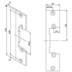 Gâche Courte. Acier Inoxydable