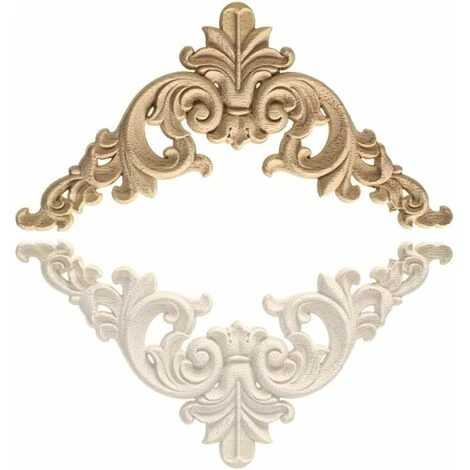 Moulure Decorative Bois 4 Pièces Bois Sculpté D'angle Decoratif Artisanat Bois Sculpte Decal Pour Décoration Meuble De Cuisine Meubles,12 12cm READCLY – Image 4