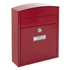 ARREGUI Compact Boîte Aux Lettres En Acier, Taille S (Courrier Format A5), Boîte Aux Lettres Extérieure Individuelle, Boîte Aux Lettres Murale, Anti-pluie, Facile à Installer, Rouge E5736