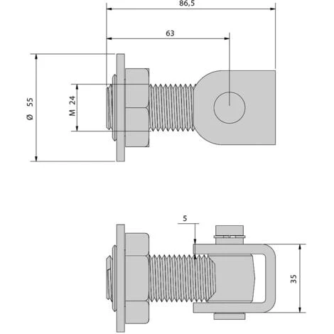 Gond à Souder Avec Chape Réglable à Visser M24 - 200 Kg – Image 2