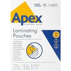 Fellowes Apex - Pochettes à Plastifier A4, Finition Brillante, 100 Pochettes, Usage Occasionnel, Idéal Pour Les Notices Et Les Photos