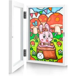 Cadre De Projets Artistiques Pour Enfants En Acrylique Magnetique Avec Ouverture Frontale Pour Dessin Peintures Images 8.3 X 11.8 Blanc