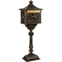 STILISTA Boîte Aux Lettres Antique En Aluminium Inoxydable Grande Boîte Aux Lettres Antique Hauteur 111 Cm Décorations Détaillées 4 Variantes De Couleurs, Bronze
