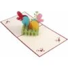 Cartes De Voeux De Pâques 3D Pop Up Gift Cards Lapin Oeufs De Pâques Fleurs Découpes Cadeau Pour La Fête De Pâques De Vacances (Rouge)